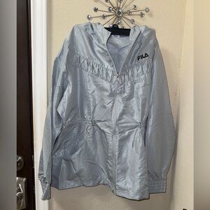 Fila Womens Large Silver Metallic Gray Windbreaker Jacket W/ Tag